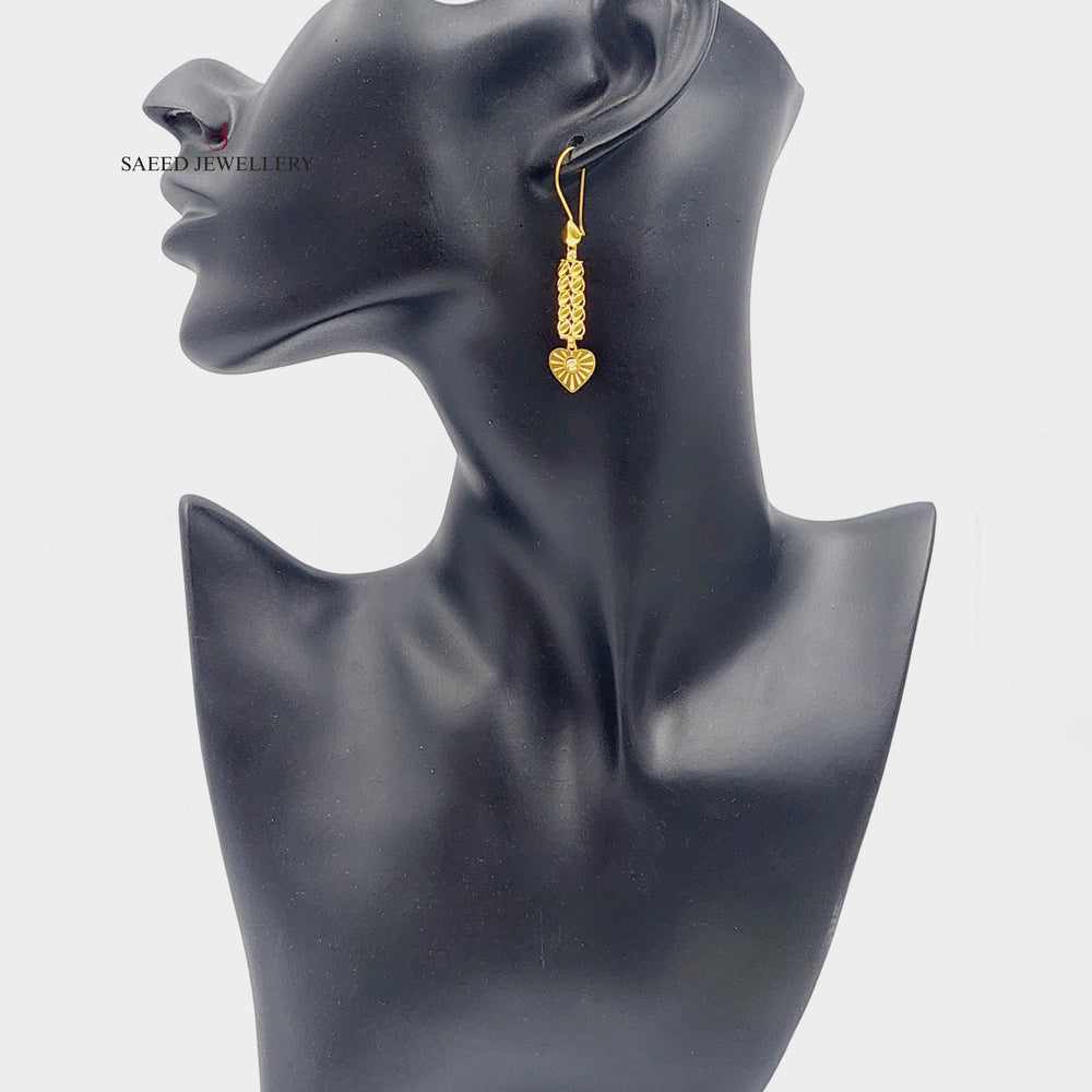 21K Gold Heart Earrings by Saeed Jewelry - Image 2