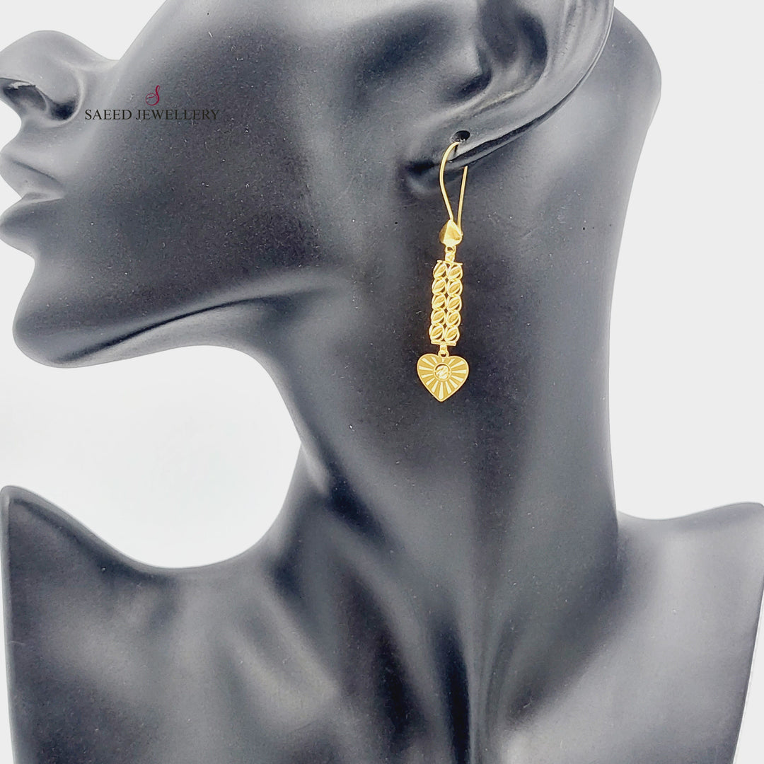 21K Gold Heart Earrings by Saeed Jewelry - Image 3