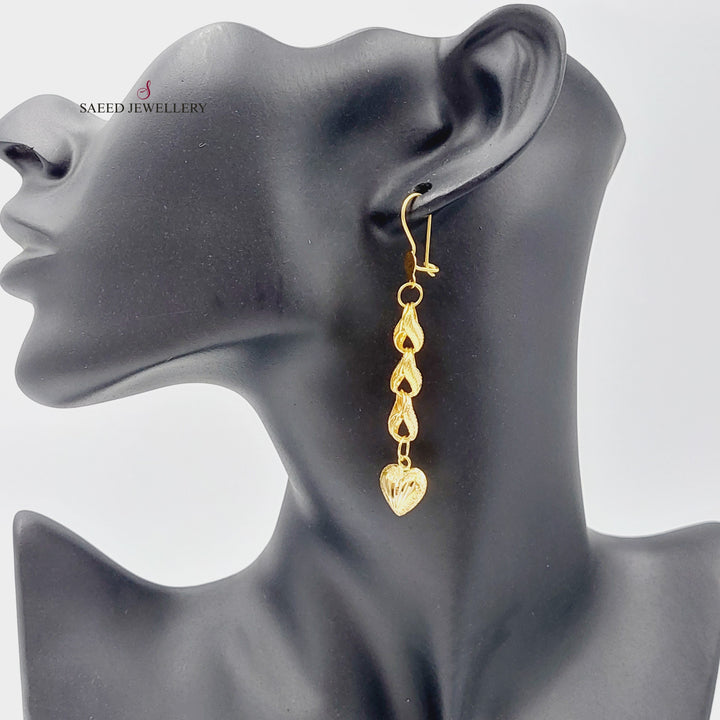 21K Gold Heart Earrings by Saeed Jewelry - Image 2