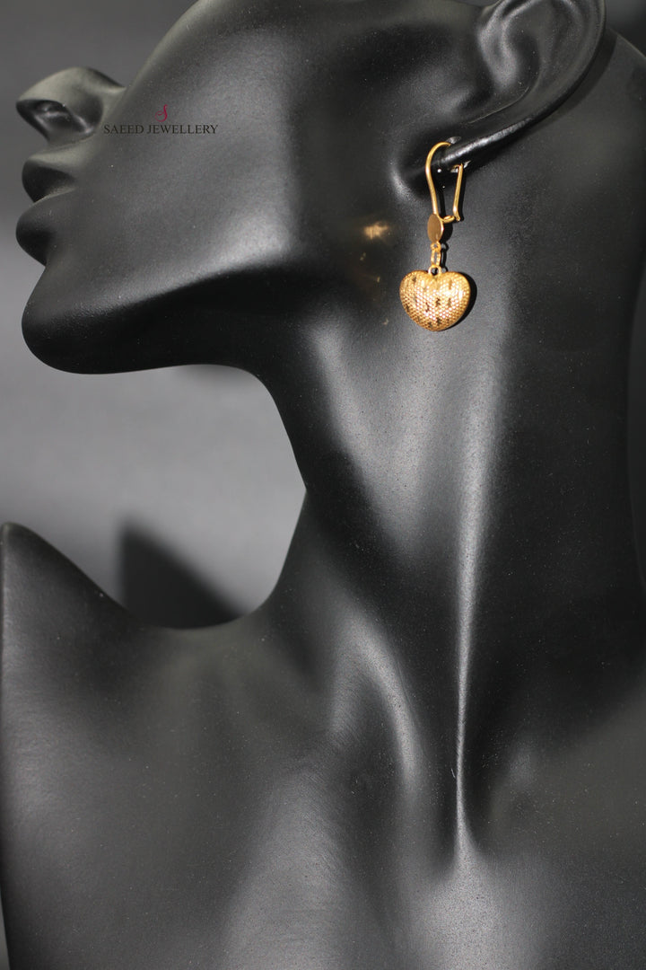 21K Gold Heart Earrings by Saeed Jewelry - Image 3