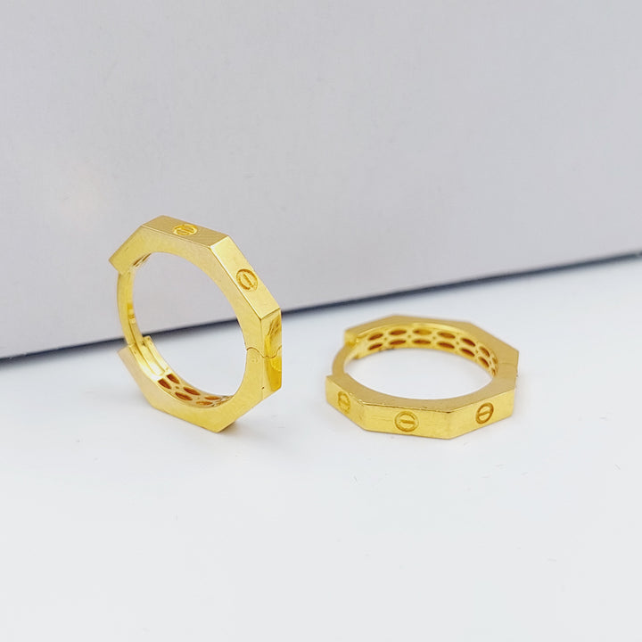 21K Gold Hexagon Earrings by Saeed Jewelry - Image 1