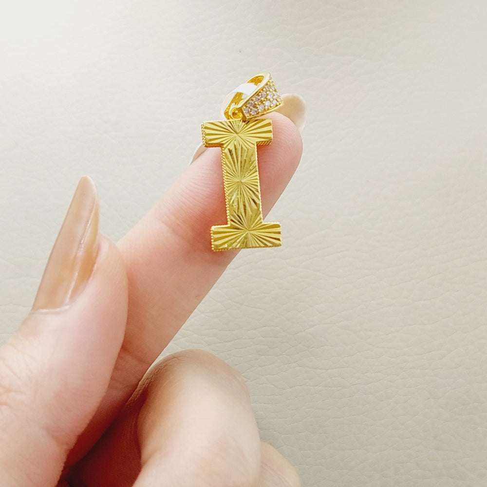 21K Gold I Letter Pendant by Saeed Jewelry - Image 2