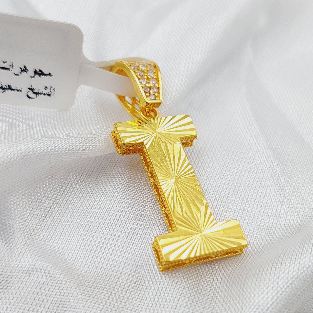 21K Gold I Letter Pendant by Saeed Jewelry - Image 4
