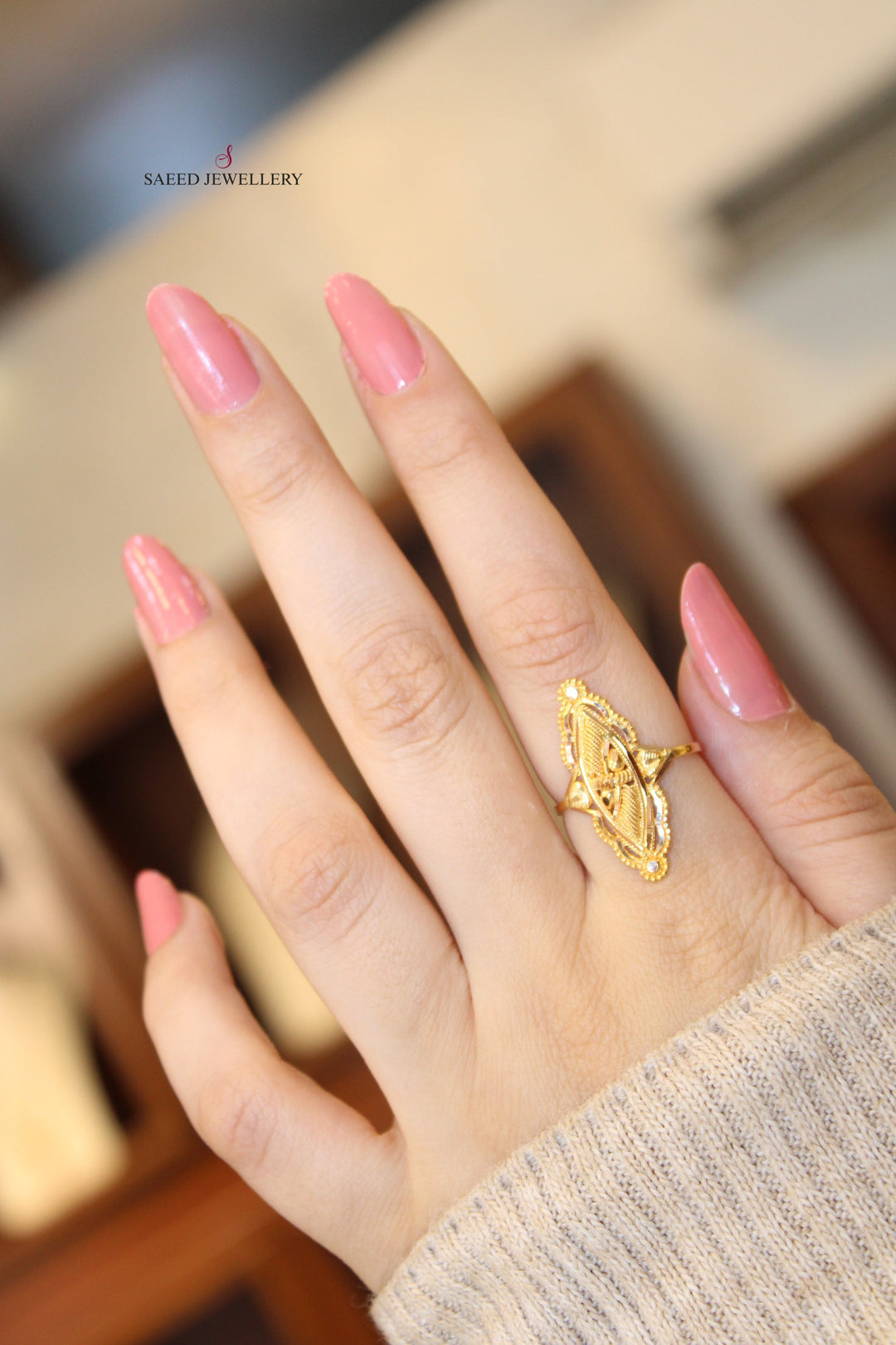 21K Gold Indian Ring by Saeed Jewelry - Image 2