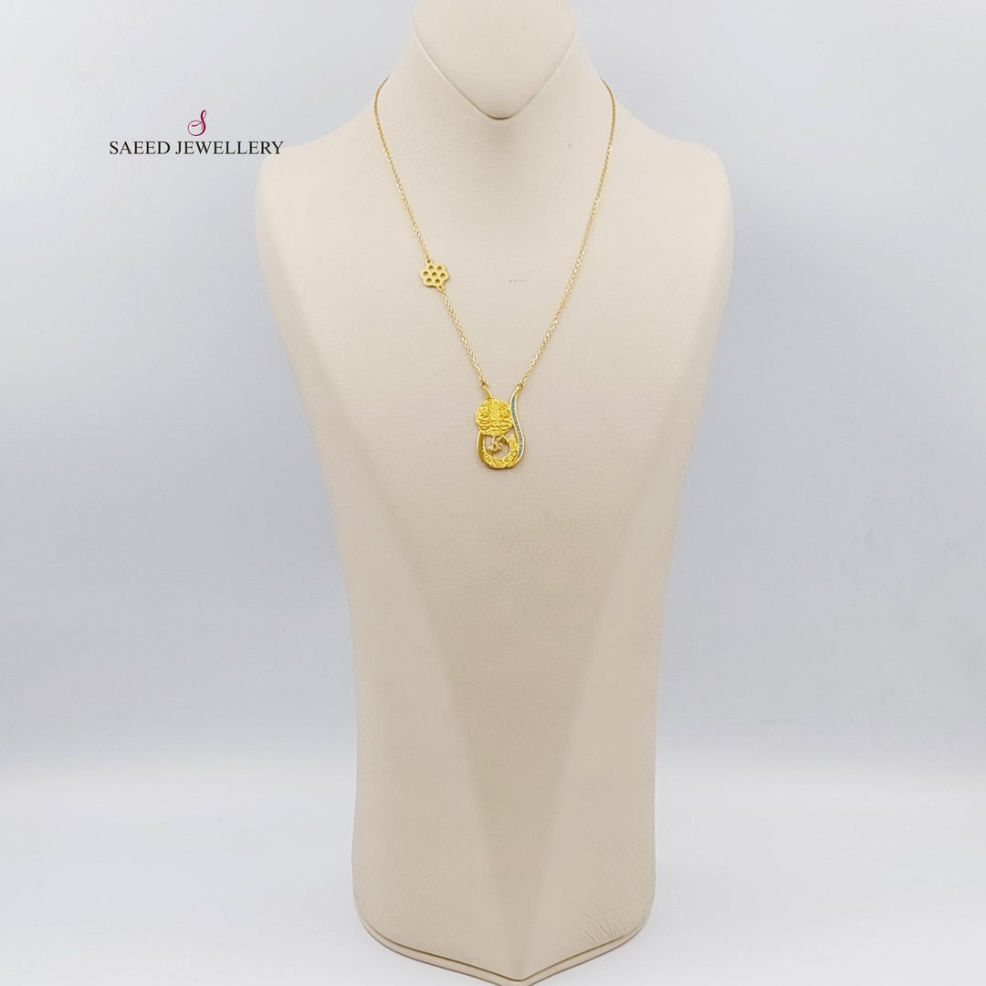 21K Gold Islamic Zirconia Necklace by Saeed Jewelry - Image 4