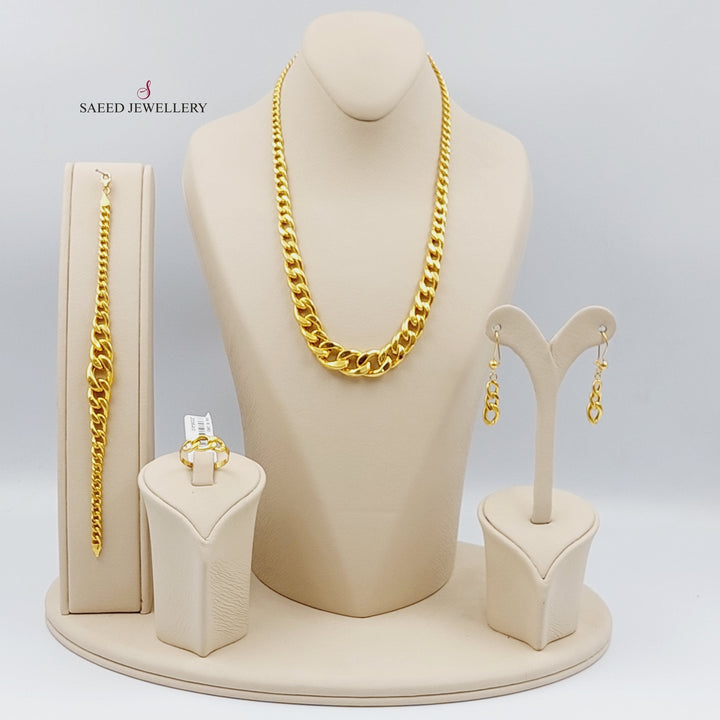 21K Gold Four Pieces Cuban Chain Set by Saeed Jewelry - Image 1