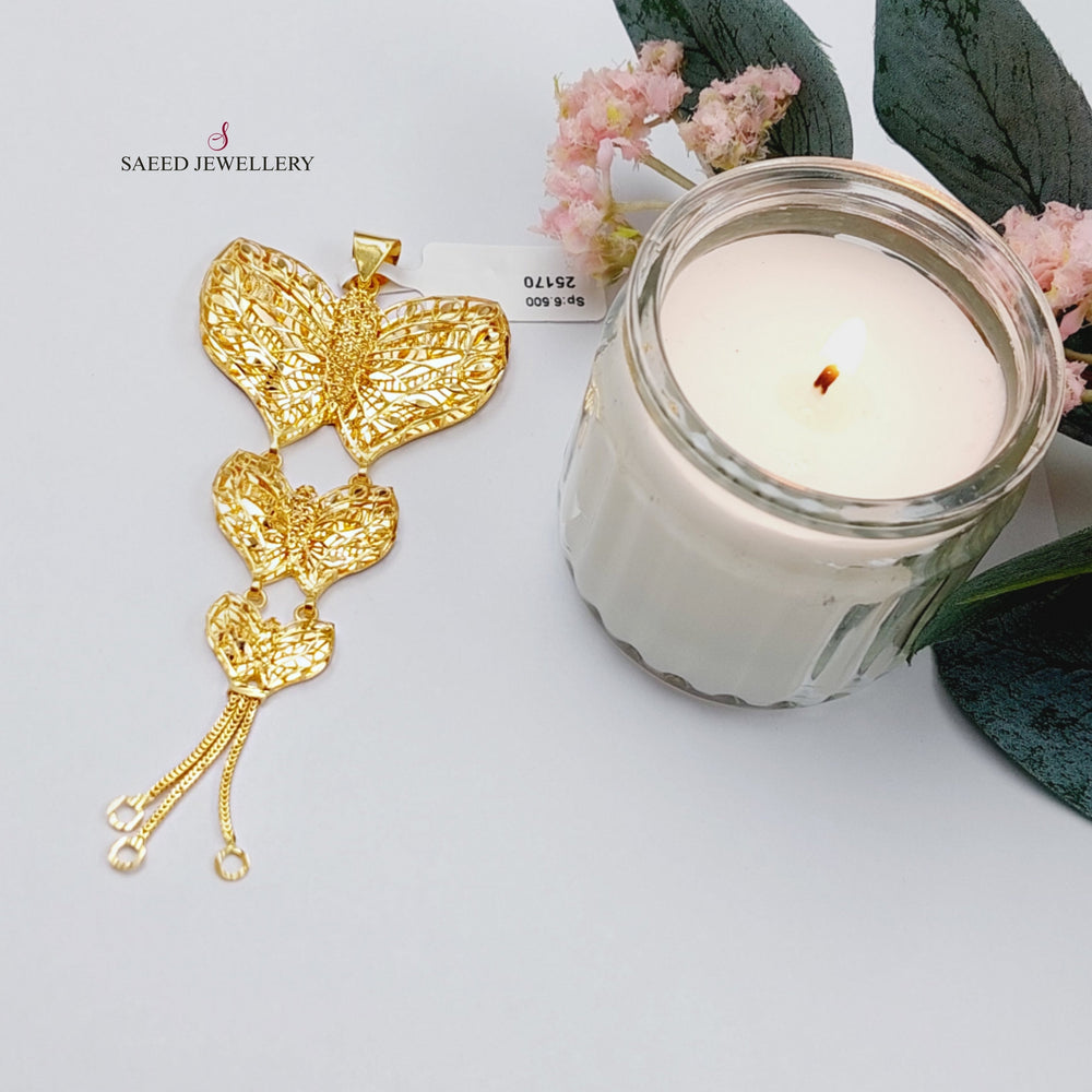 21K Gold Kuwaiti Butterfly Pendant by Saeed Jewelry - Image 2