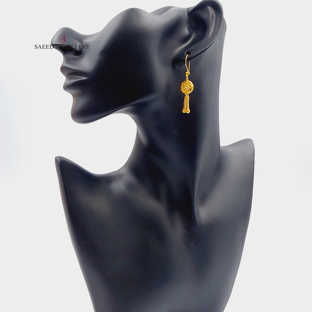 21K Gold Kuwaiti Earrings by Saeed Jewelry - Image 3