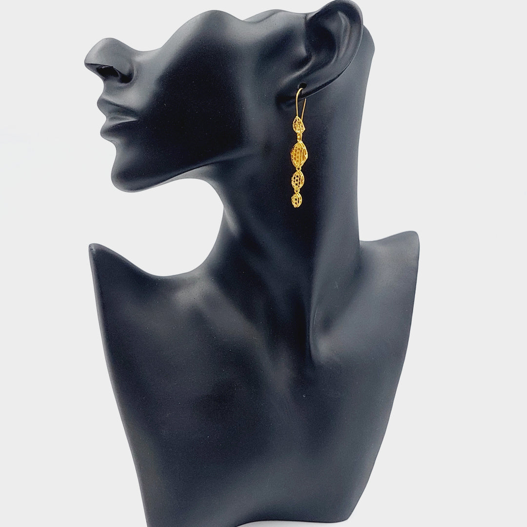 21K Gold Kuwaiti Earrings by Saeed Jewelry - Image 3