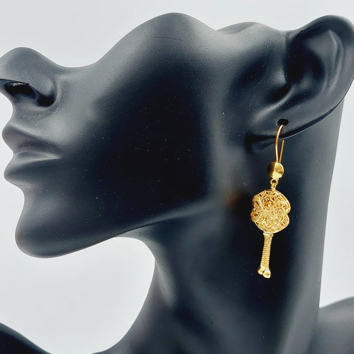 21K Gold Kuwaiti Earrings by Saeed Jewelry - Image 2