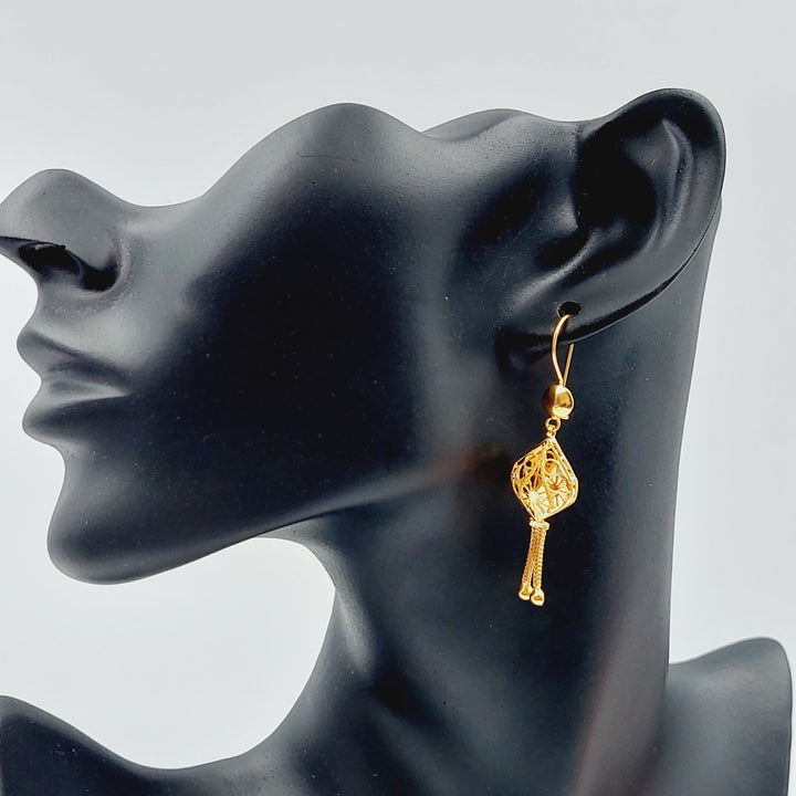 21K Gold Kuwaiti Earrings by Saeed Jewelry - Image 2