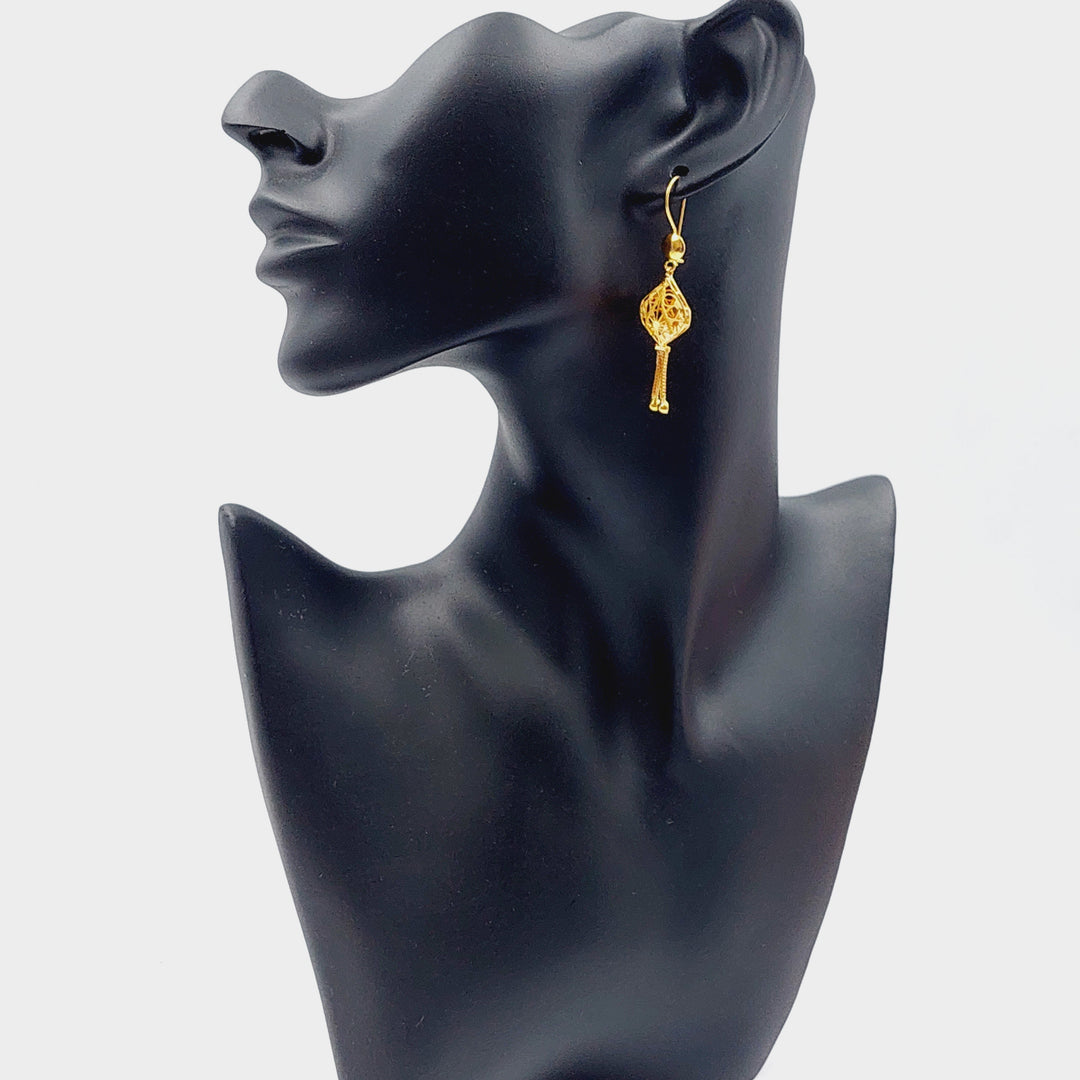 21K Gold Kuwaiti Earrings by Saeed Jewelry - Image 3