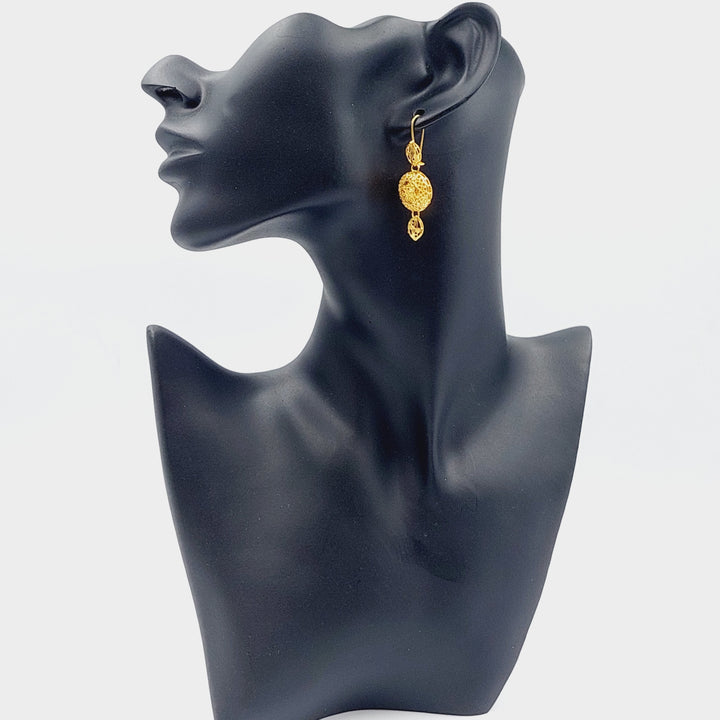 21K Gold Kuwaiti Earrings by Saeed Jewelry - Image 3