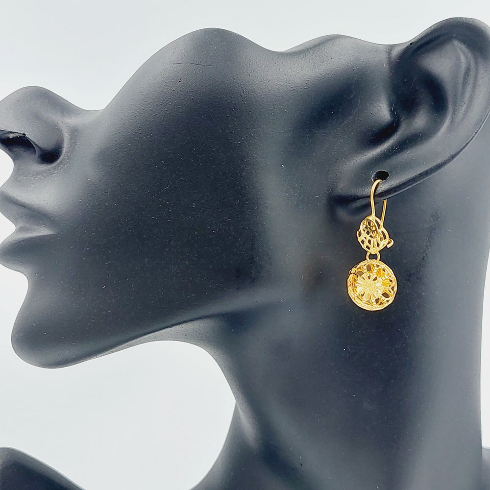 21K Gold Kuwaiti Earrings by Saeed Jewelry - Image 2