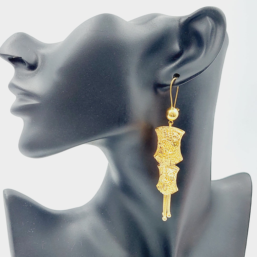 21K Gold Kuwaiti Earrings by Saeed Jewelry - Image 2