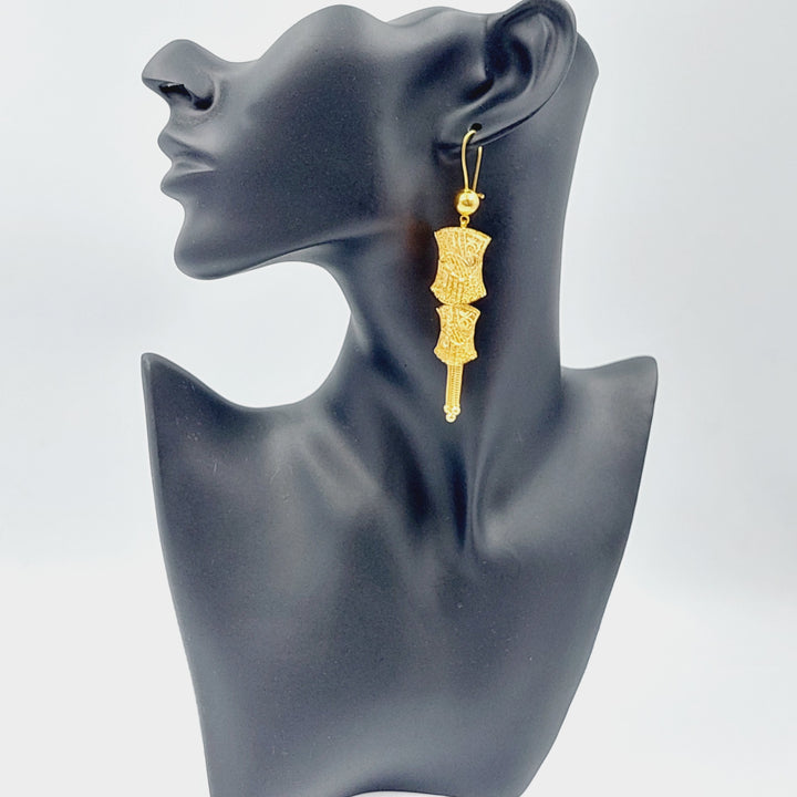 21K Gold Kuwaiti Earrings by Saeed Jewelry - Image 3