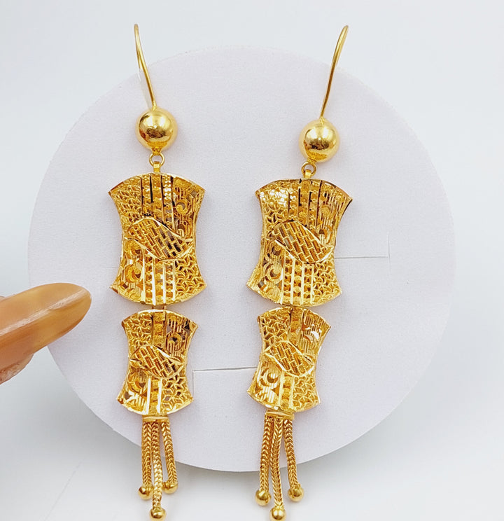 21K Gold Kuwaiti Earrings by Saeed Jewelry - Image 1