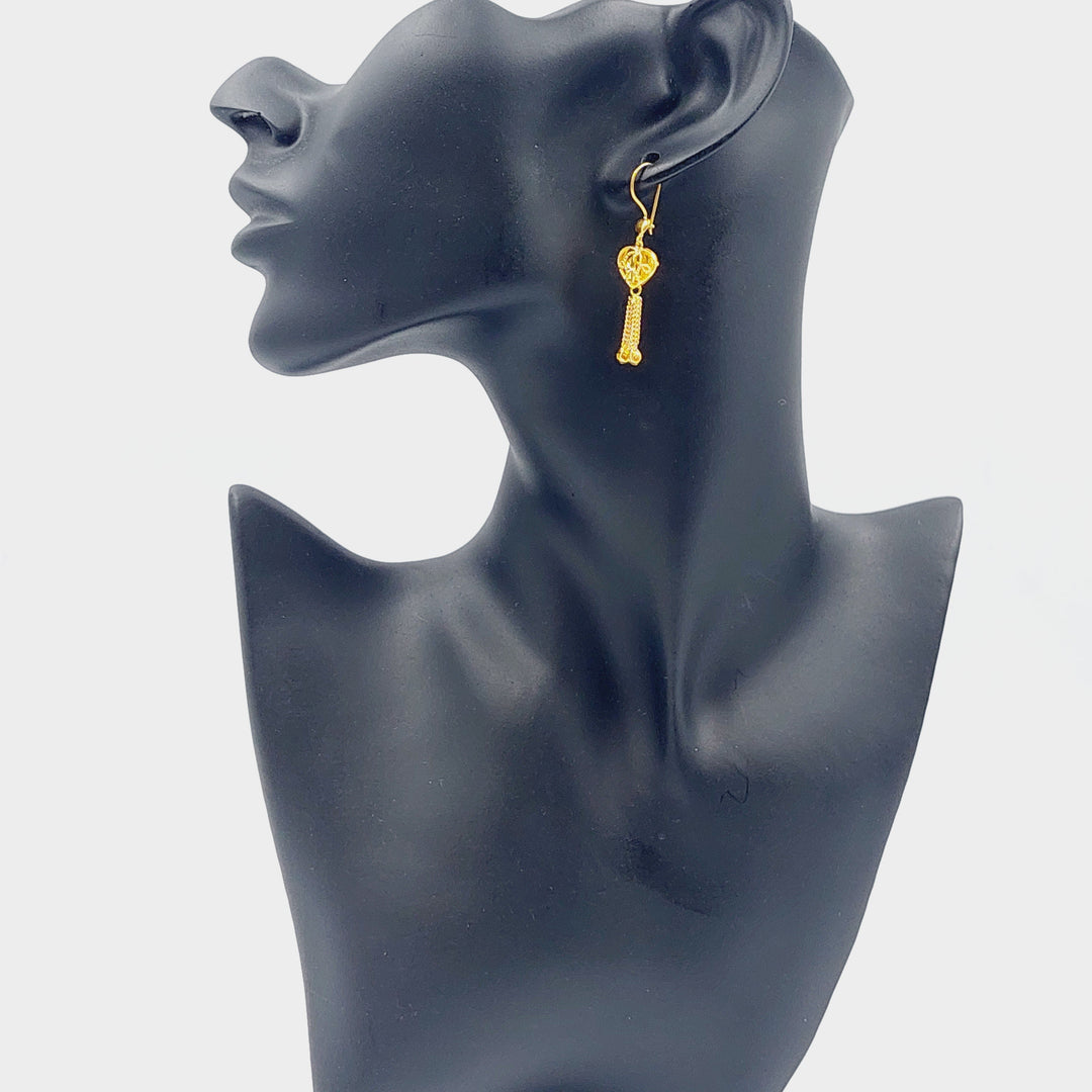 21K Gold Kuwaiti Earrings by Saeed Jewelry - Image 3