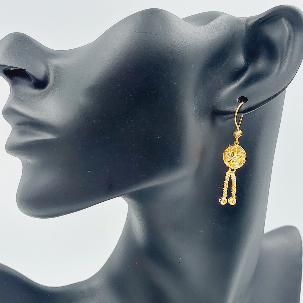 21K Gold Kuwaiti Earrings by Saeed Jewelry - Image 2