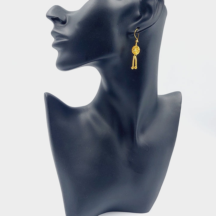 21K Gold Kuwaiti Earrings by Saeed Jewelry - Image 3