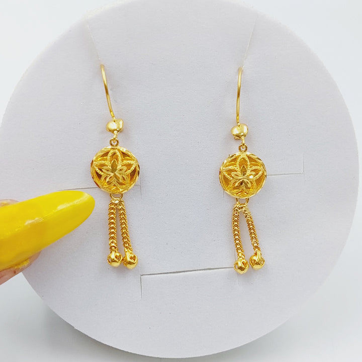 21K Gold Kuwaiti Earrings by Saeed Jewelry - Image 1