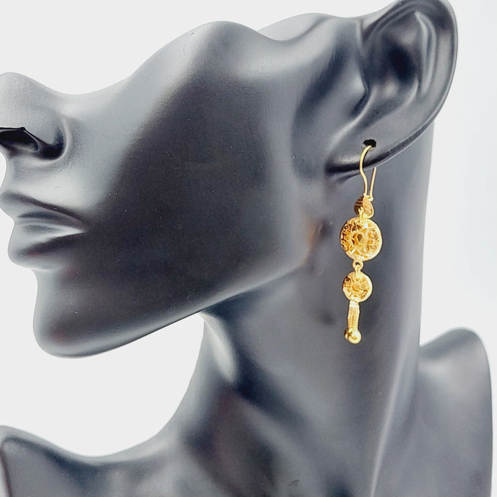 21K Gold Kuwaiti Earrings by Saeed Jewelry - Image 2