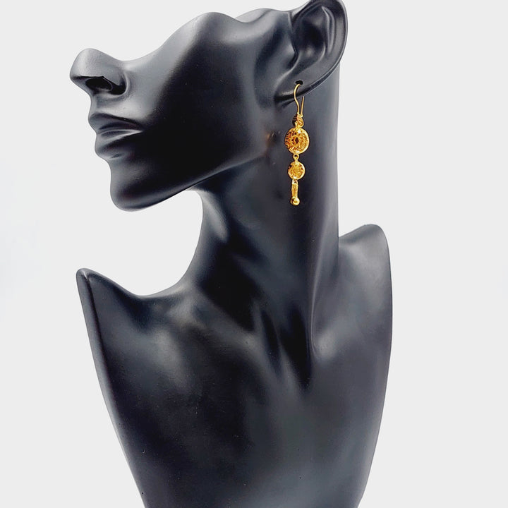 21K Gold Kuwaiti Earrings by Saeed Jewelry - Image 5