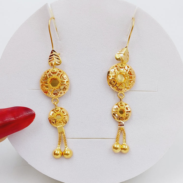 21K Gold Kuwaiti Earrings by Saeed Jewelry - Image 4