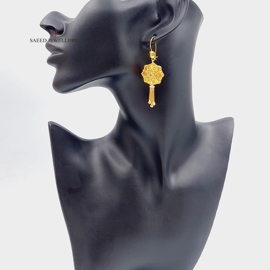 21K Gold Kuwaiti Earrings by Saeed Jewelry - Image 2