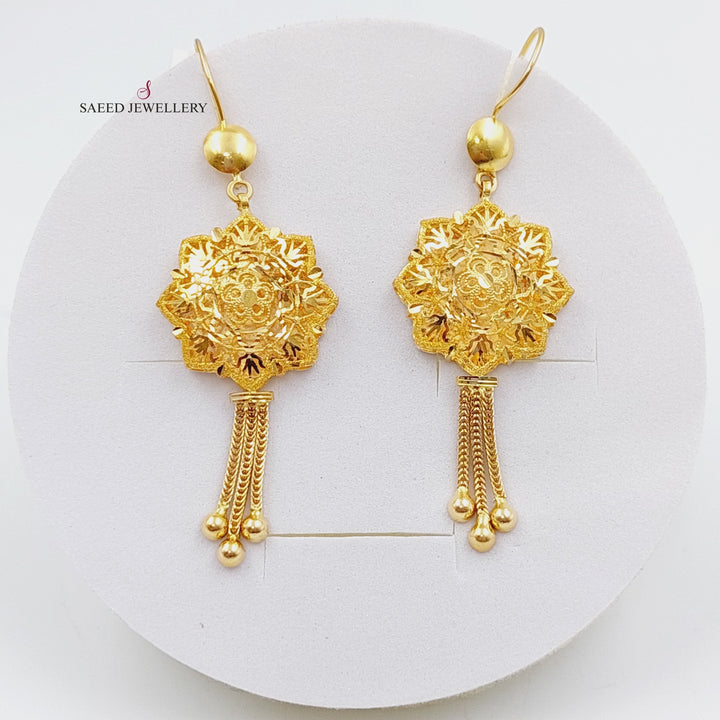 21K Gold Kuwaiti Earrings by Saeed Jewelry - Image 1