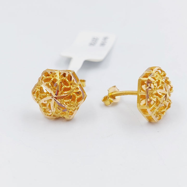 21K Gold Kuwaiti Earrings by Saeed Jewelry - Image 5