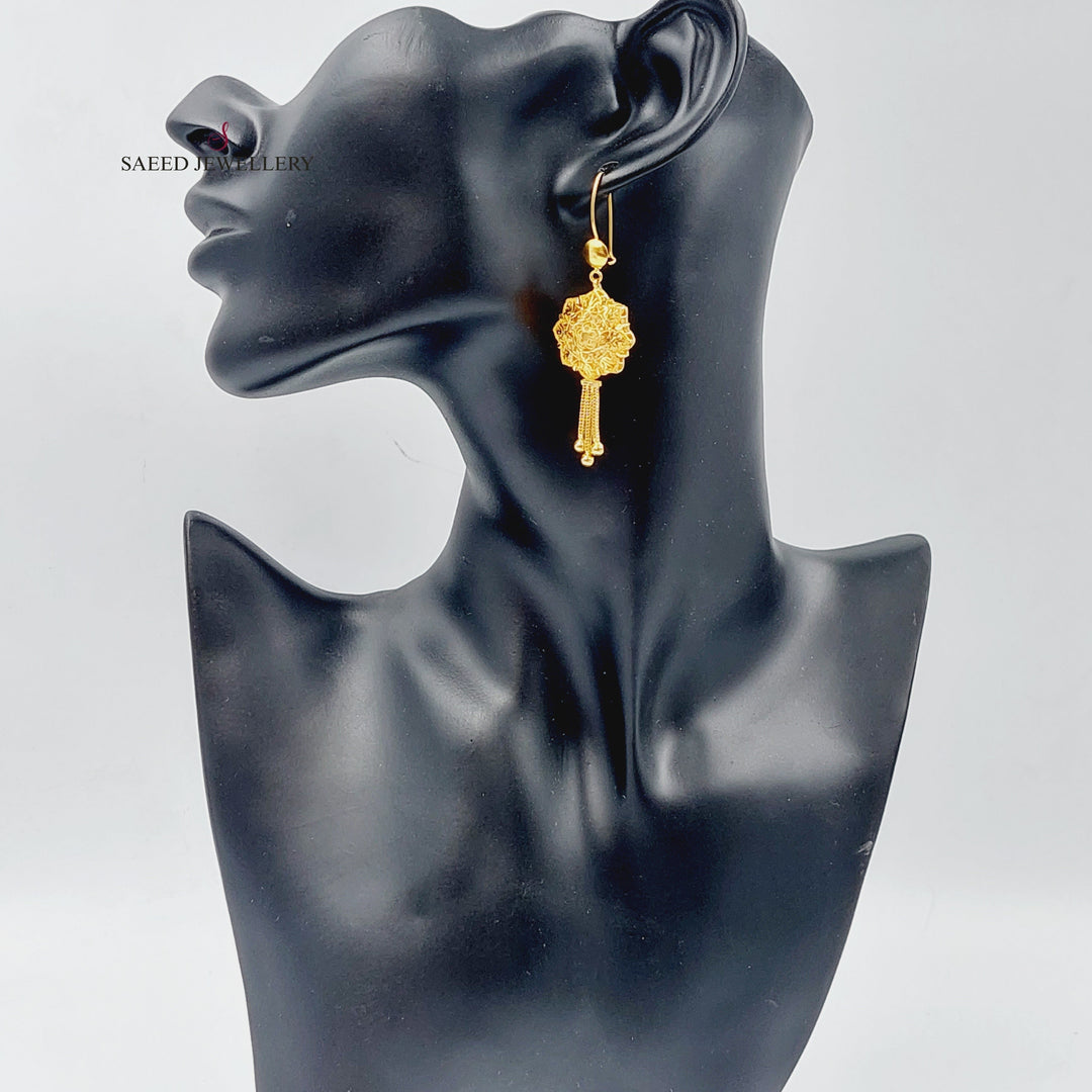 21K Gold Kuwaiti Earrings by Saeed Jewelry - Image 3