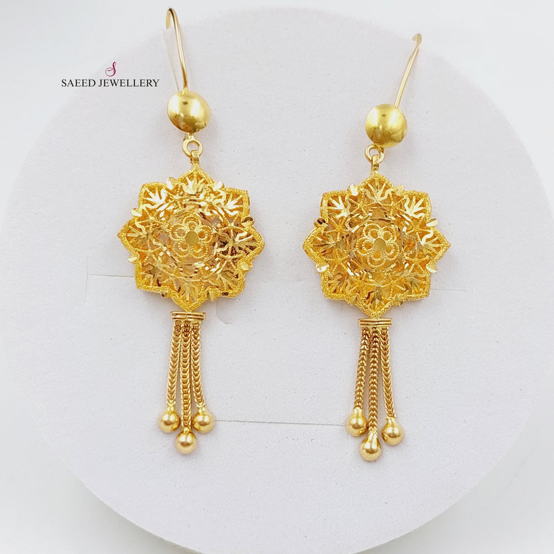 21K Gold Kuwaiti Earrings by Saeed Jewelry - Image 1