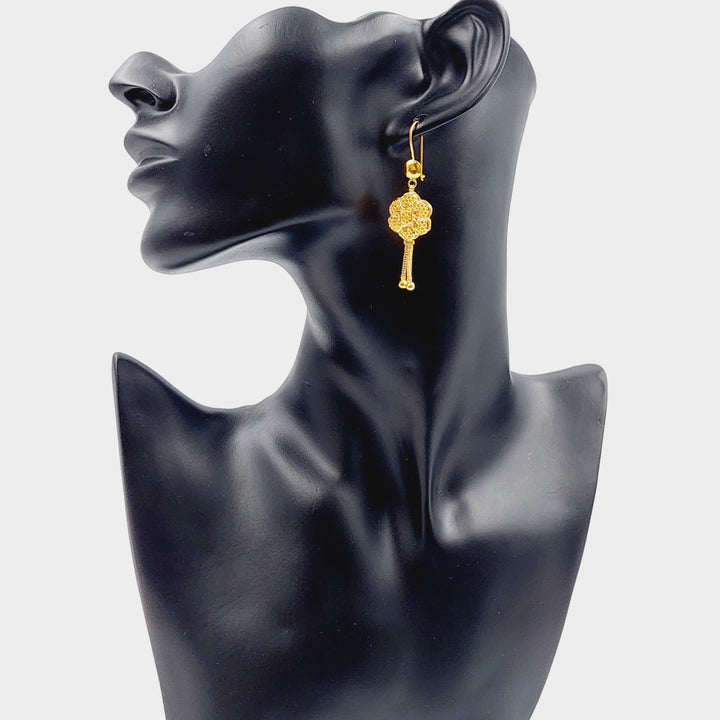 21K Gold Kuwaiti Earrings by Saeed Jewelry - Image 3