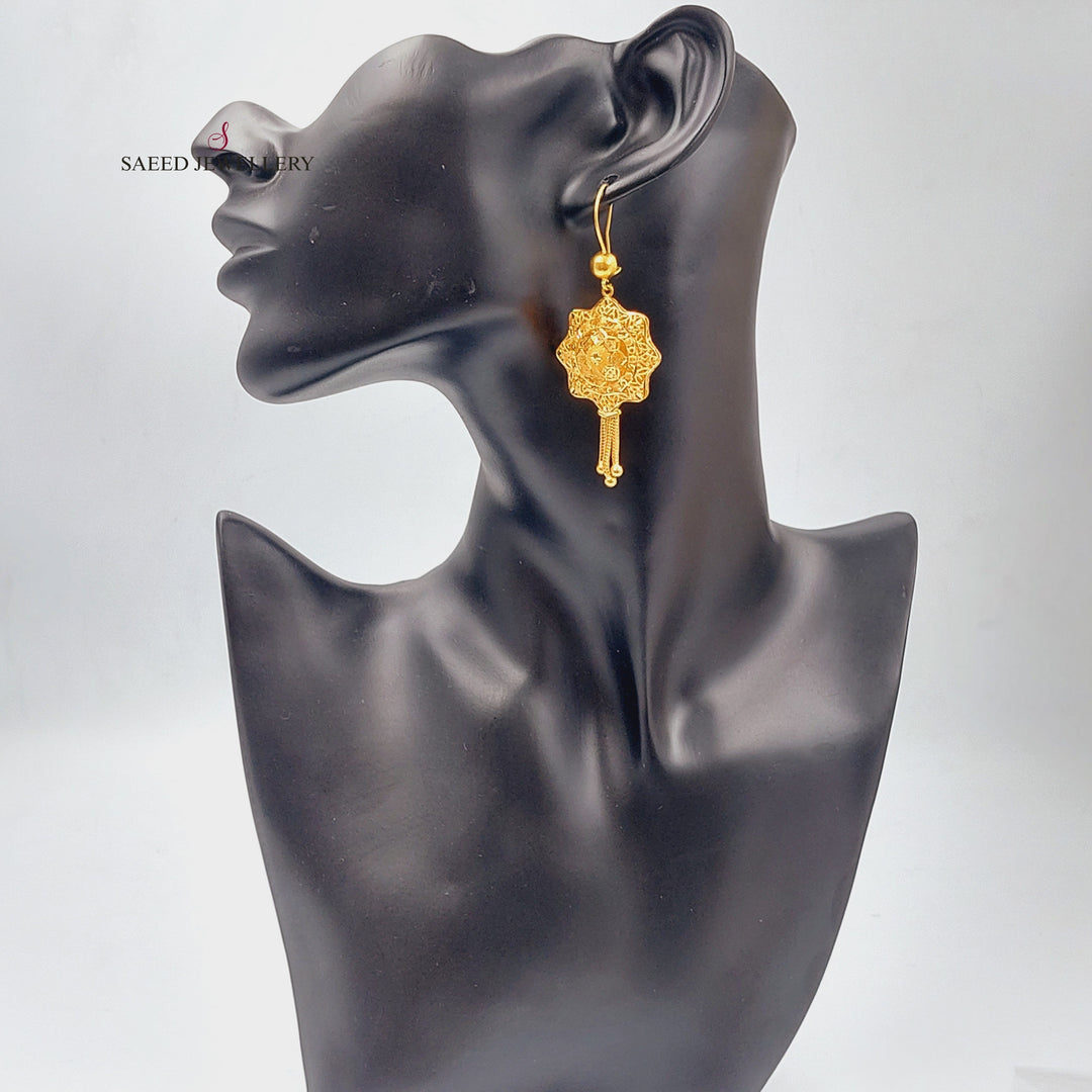 21K Gold Kuwaiti Earrings by Saeed Jewelry - Image 3