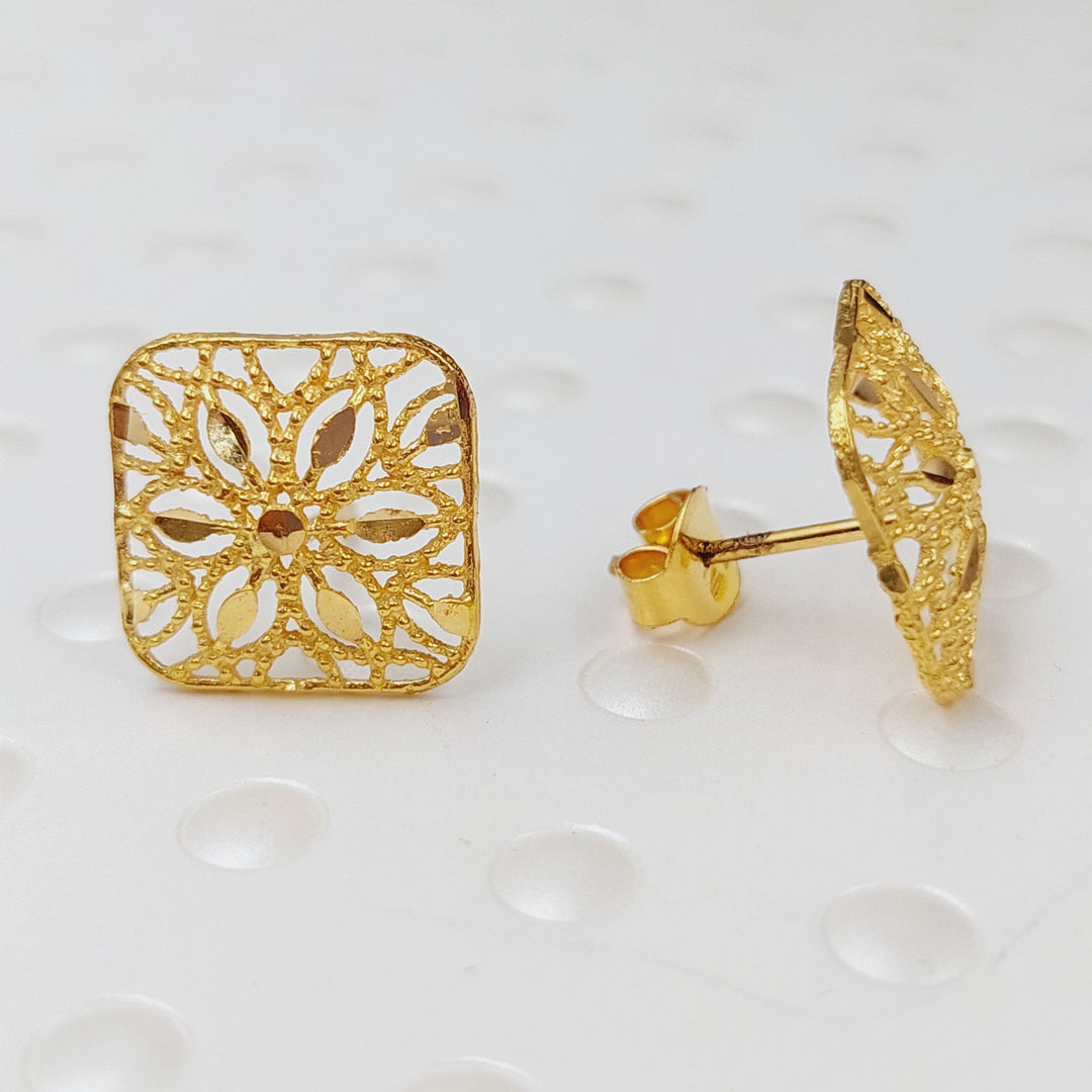 21K Gold Kuwaiti Earrings by Saeed Jewelry - Image 4