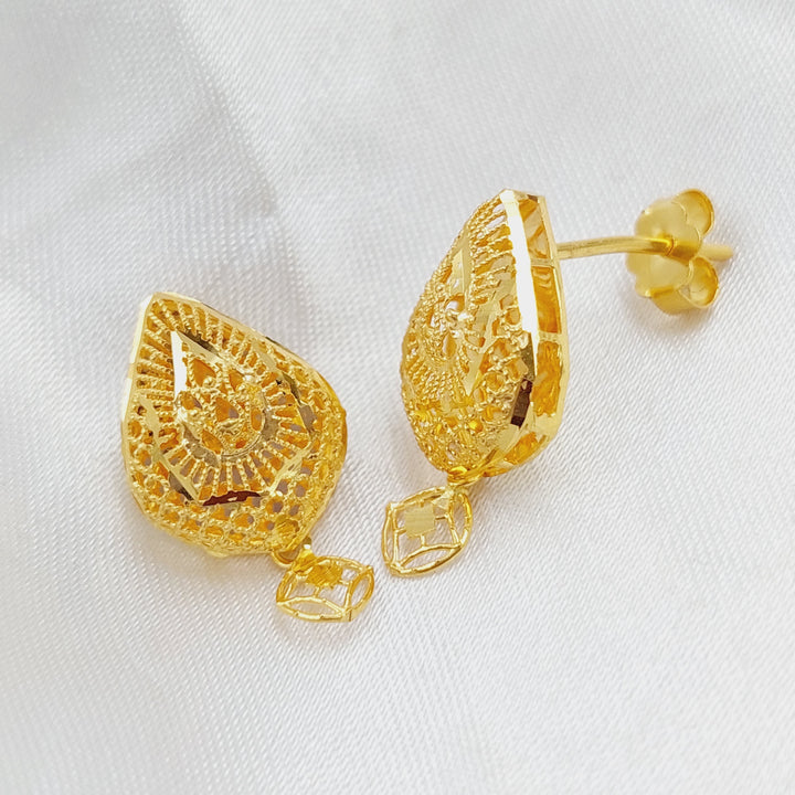 21K Gold Kuwaiti Earrings by Saeed Jewelry - Image 6