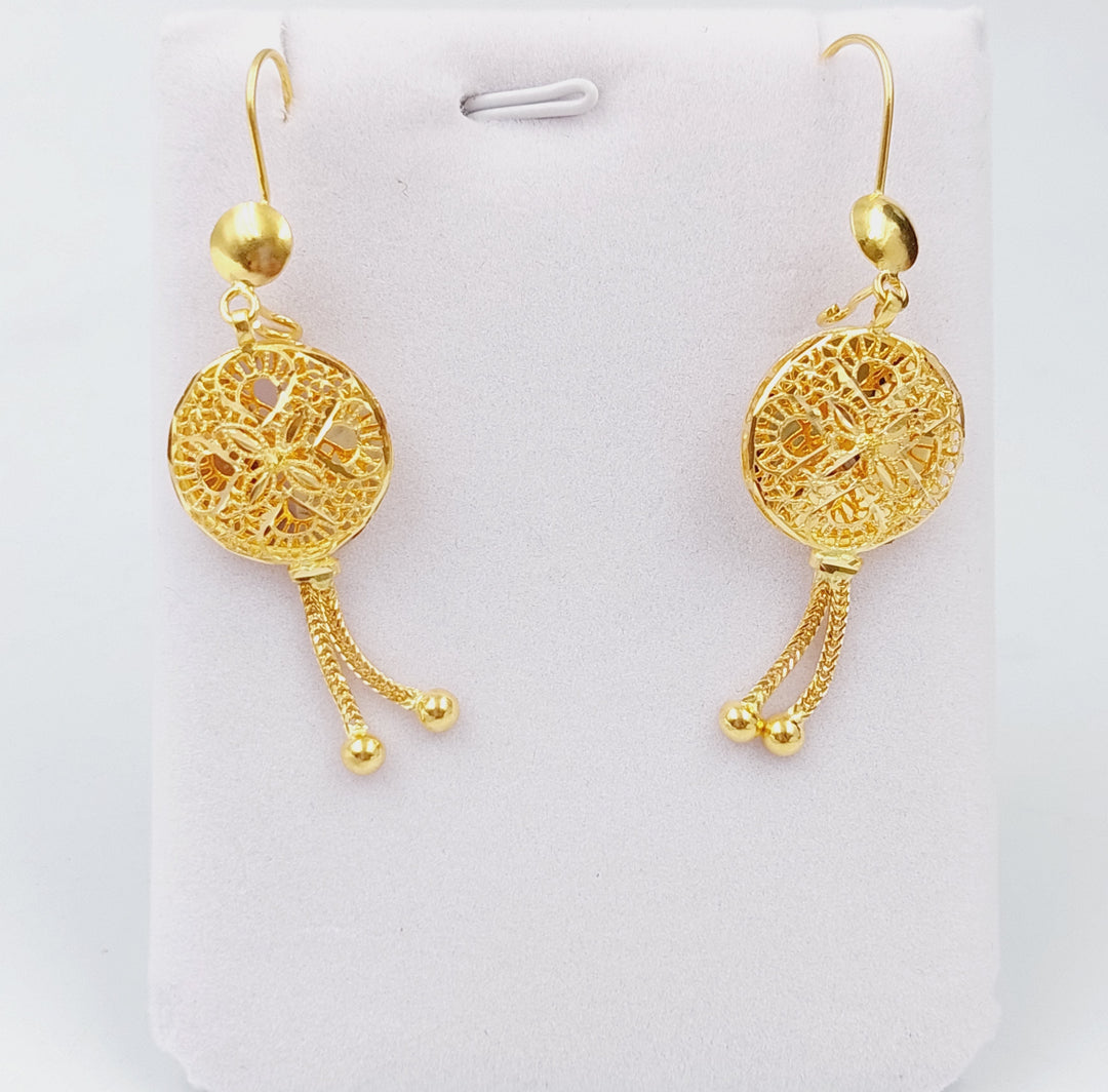 21K Gold Kuwaiti Earrings by Saeed Jewelry - Image 1