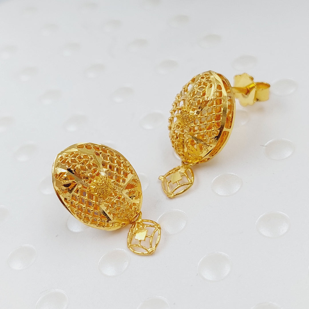 21K Gold Kuwaiti Earrings by Saeed Jewelry - Image 3