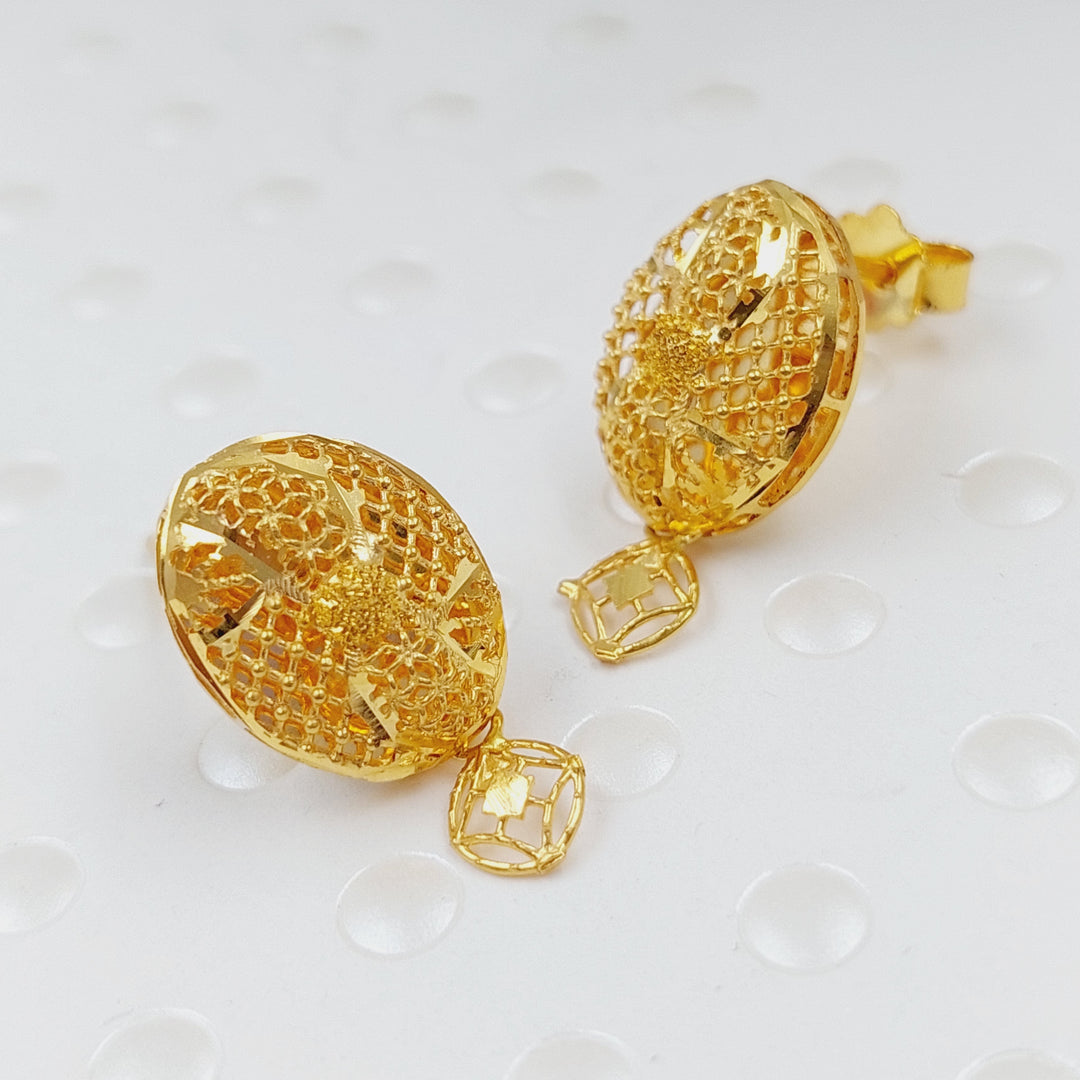 21K Gold Kuwaiti Earrings by Saeed Jewelry - Image 1