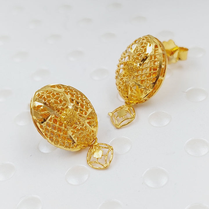 21K Gold Kuwaiti Earrings by Saeed Jewelry - Image 1