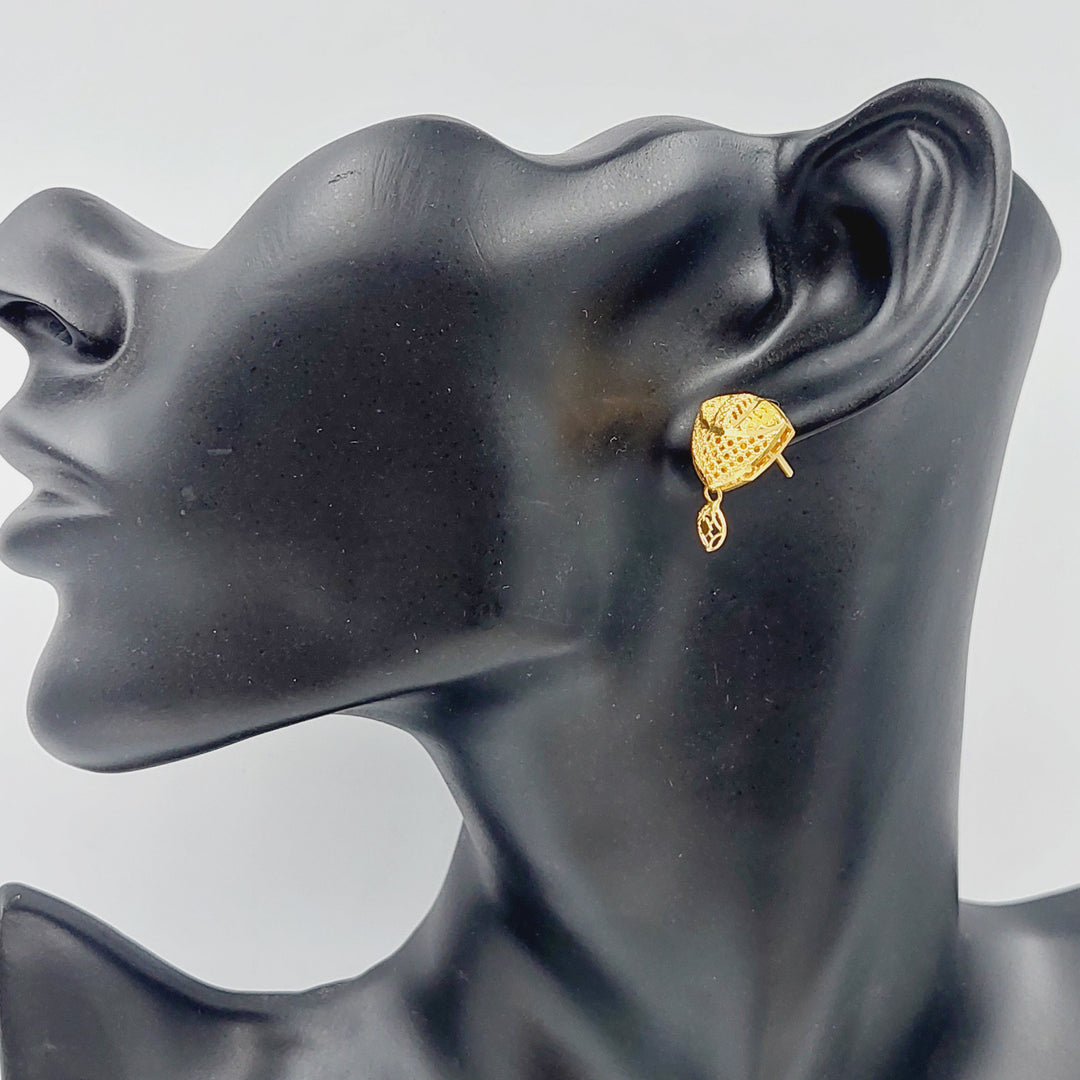 21K Gold Kuwaiti Earrings by Saeed Jewelry - Image 3