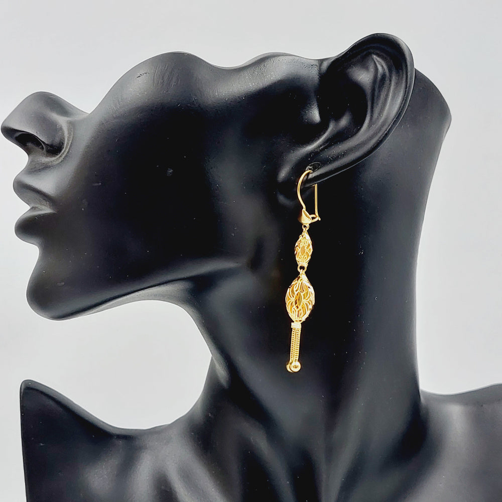 21K Gold Kuwaiti Earrings by Saeed Jewelry - Image 2