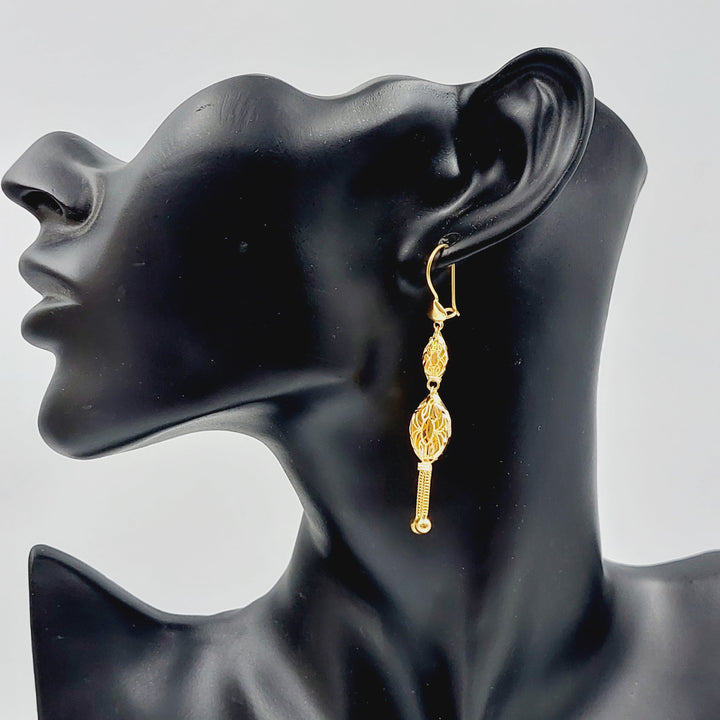 21K Gold Kuwaiti Earrings by Saeed Jewelry - Image 2