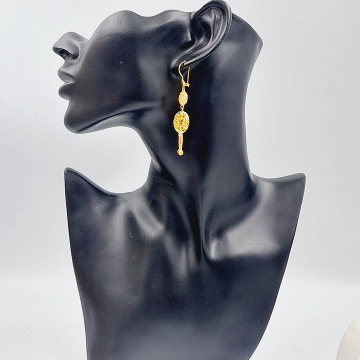 21K Gold Kuwaiti Earrings by Saeed Jewelry - Image 3