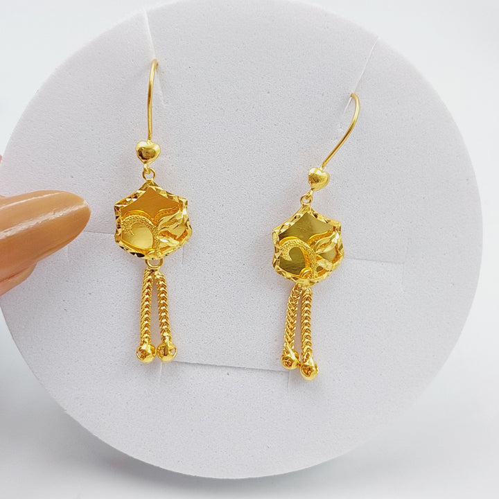21K Kuwaiti Earrings Made of 21K Yellow Gold by Saeed Jewelry-25589