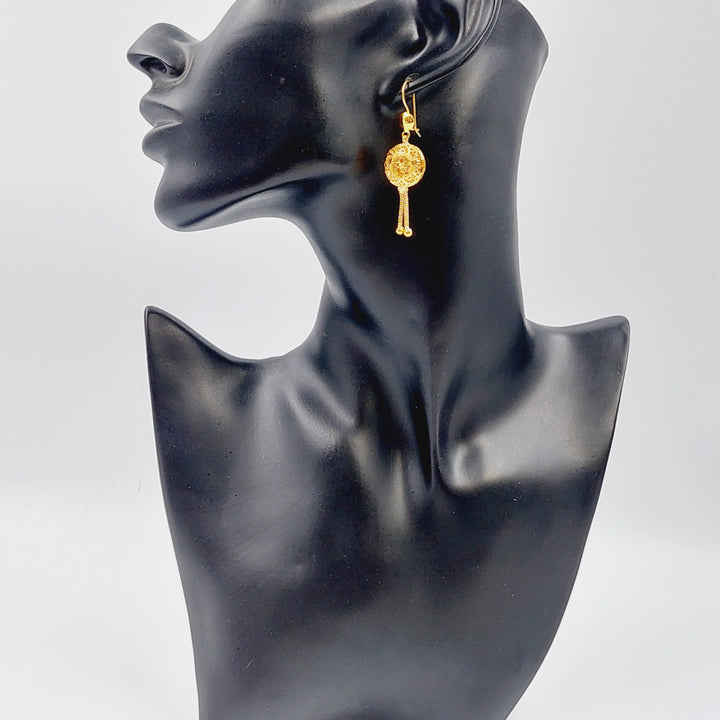 21K Gold Kuwaiti Earrings by Saeed Jewelry - Image 3