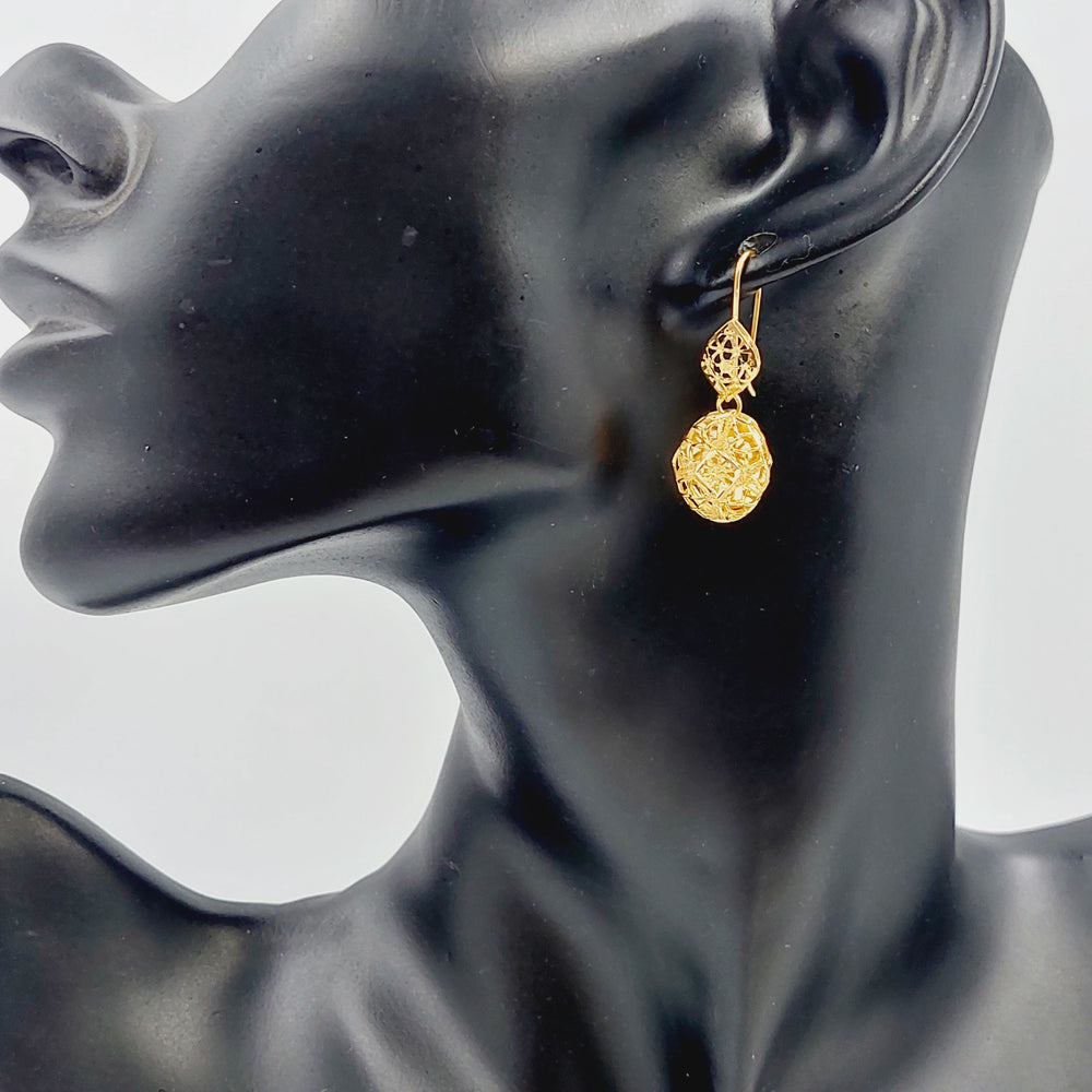 21K Gold Kuwaiti Earrings by Saeed Jewelry - Image 2