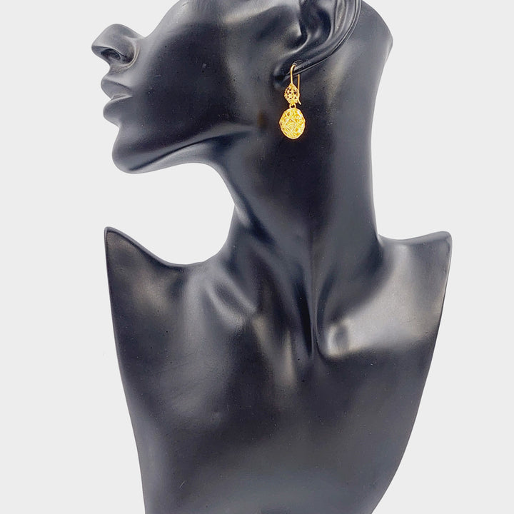 21K Gold Kuwaiti Earrings by Saeed Jewelry - Image 3