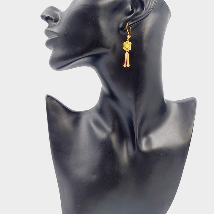 21K Gold Kuwaiti Earrings by Saeed Jewelry - Image 3